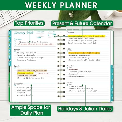 Miniatura 10 de Ymumuda Agenda 2026, agenda diaria semanal y mensual, enero de 2026 a diciembre de 2026, 8.4 x 6.3 pulgadas, calendario 2026 con pestañas, cuaderno