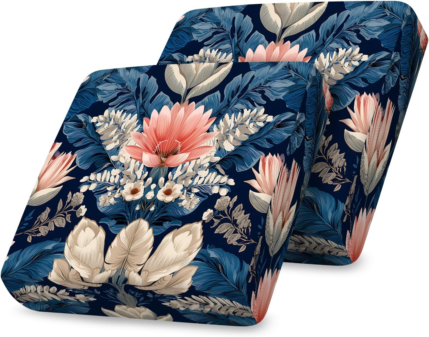 ANNA QUEEN 2Pcs Tropical Floral Sofa Printed Couch Cushion Covers for Loveseat – Washable Stretchy Replacement Furniture Protector, Non-Slip Couch Cushion Cover Sofa Covers for Indoor Home Décor