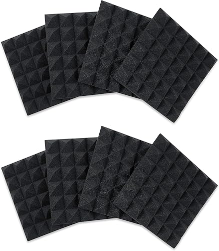 Gator Frameworks Paneles piramidales de espuma acústica de 2 pulgadas de grosor, 12 x 12 pulgadas, carbón (8) paquete (GFW-ACPNL1212PCHA-8PK)