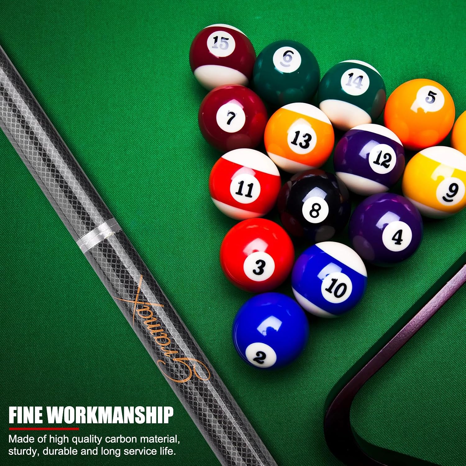 EVTSCAN Billiard Cue Stick,9MM Carbon Durable Professional Billiard Pool Cues Stick Snooker Rod Supplies Accessory