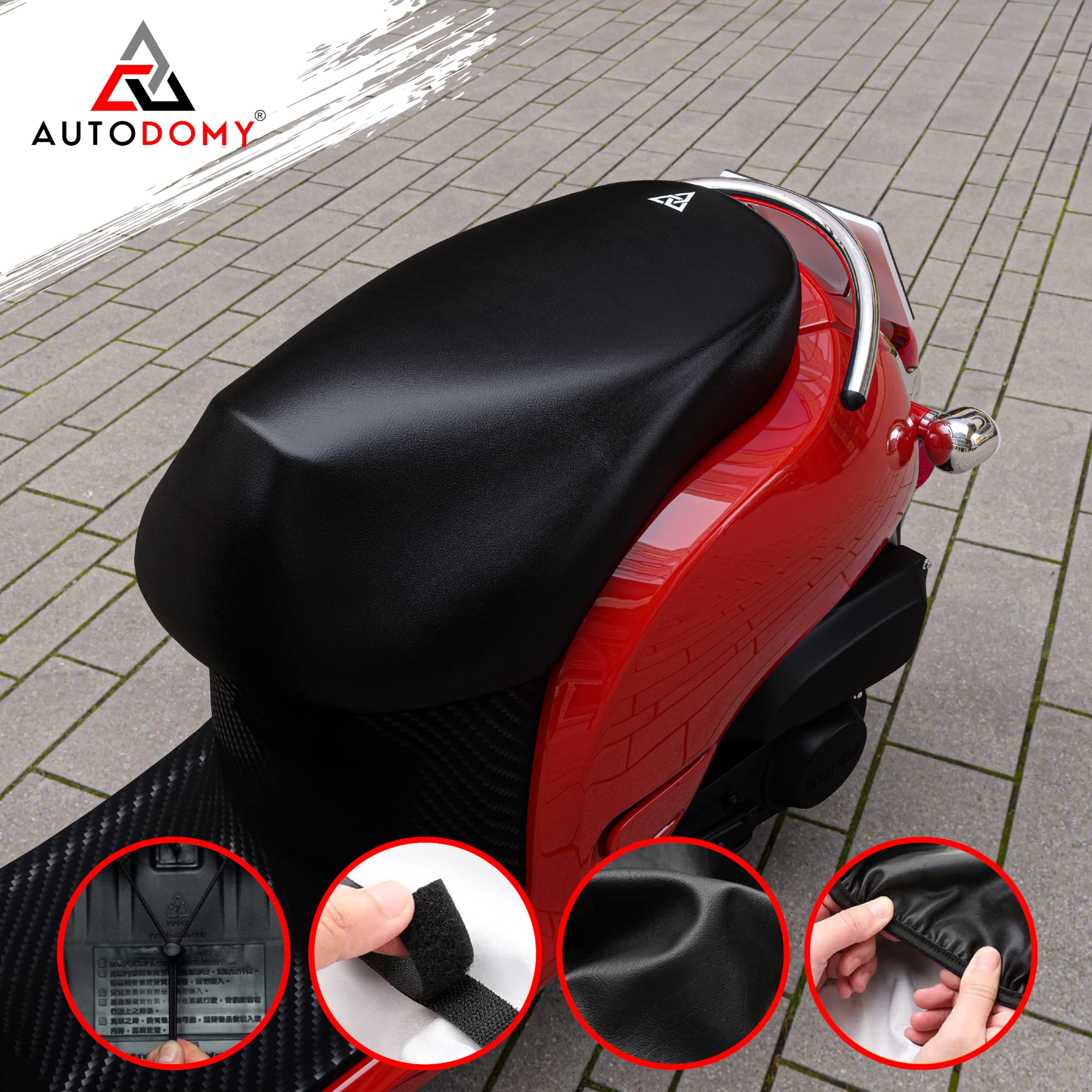 Autodomy Coprisella Moto Taglia XL per Selle da 90 a 110 cm | Coprisedile Moto Antiscivolo e Antigraffio | Coprisella Scooter Impermeabile e Universale | Protezione Pioggia e UV Cuscino Scooter