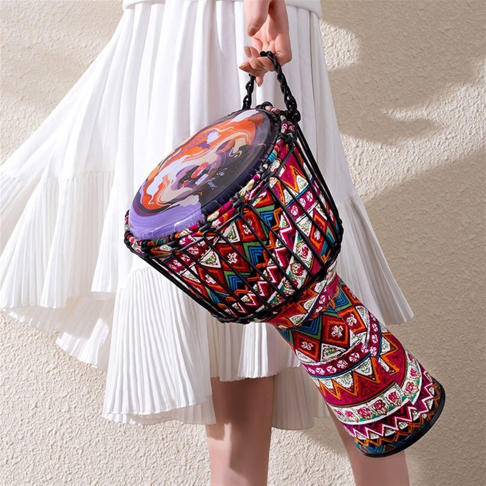 TSTS Djembé Djembe pour Débutants, Tambourin pour Enfants, Abdos Dessin Animé Tambourin De Tissu Coloré De 8 Pouces De 8 Pouces