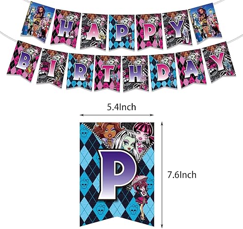 Miniatura 3 de Suministros de fiesta temática de monstruo de anime, decoración de cumpleaños de niña Moster Girl High School Decoración de habitación