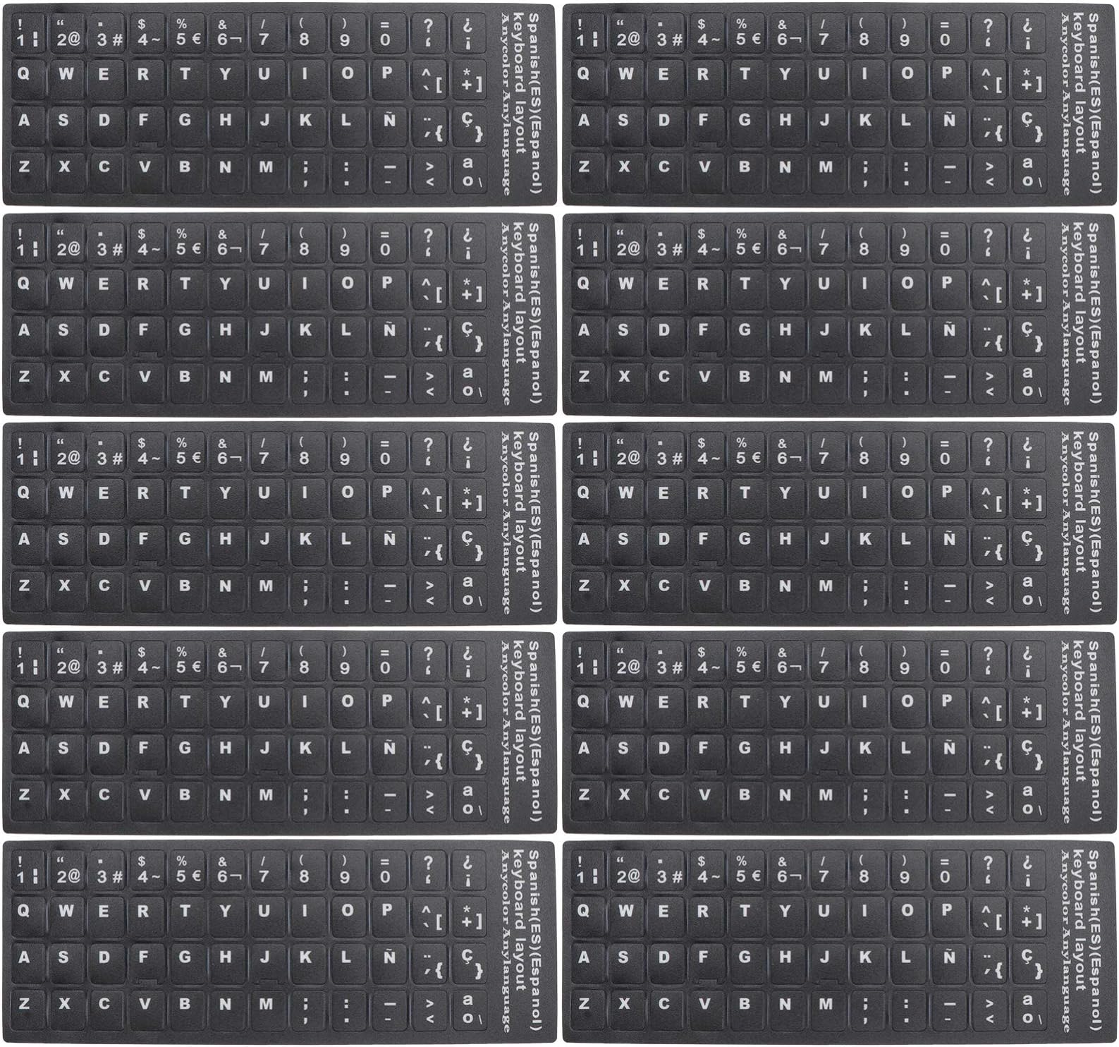 Pegatinas Para Teclado En Español - Letras Rojas Sobre Fondo Transparente, PVC, Tamaño 1.2x1.2 Cm - Compatible Con Mac Y PC