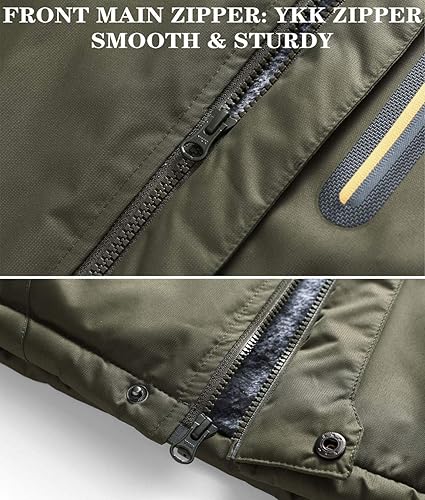 Miniatura 5 de HOW'ON - Chaqueta de invierno con capucha y forro polar, resistente al viento, impermeable, abrigo para montaña