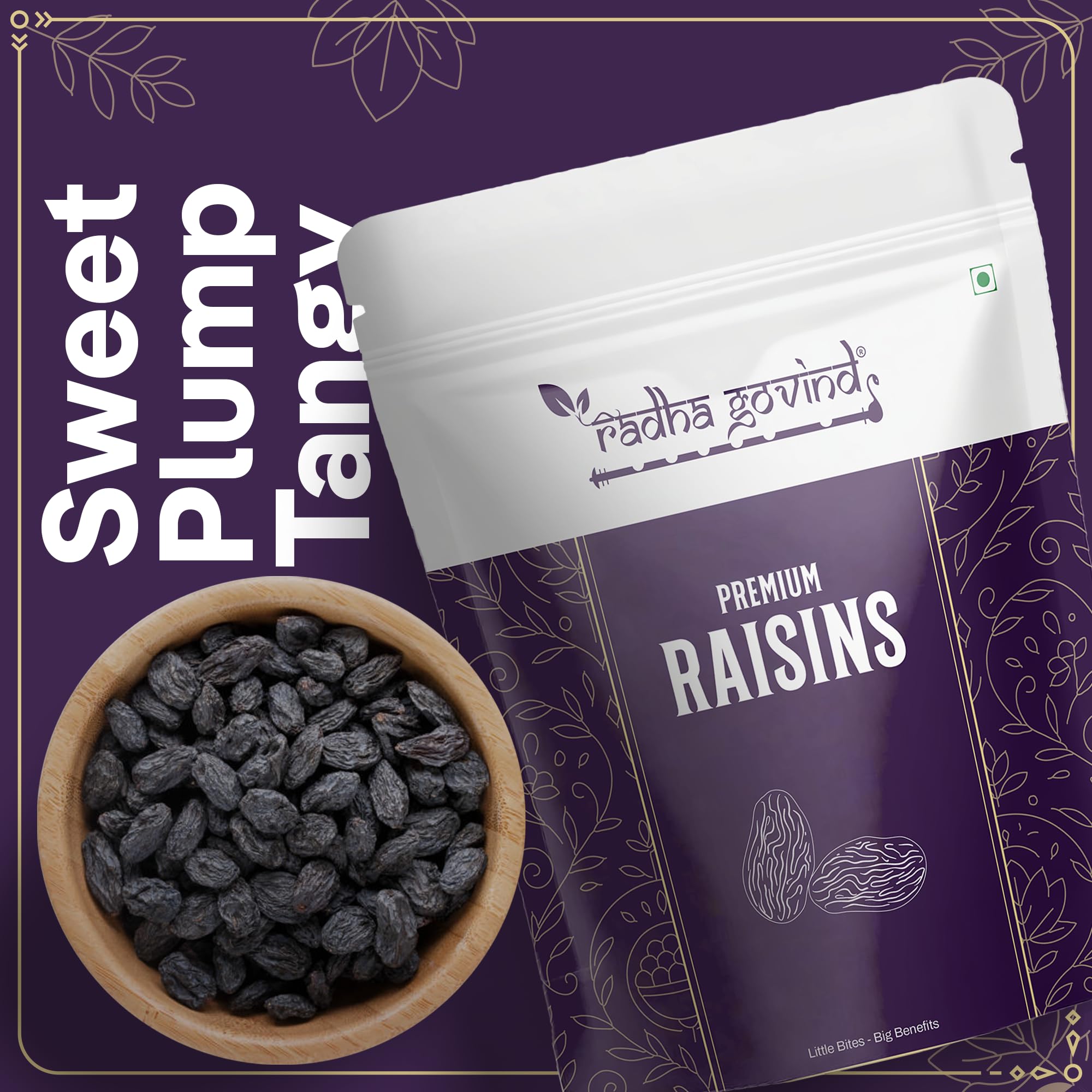 Radha Govind Black Raisins Seedless | Dried Kishmish Without Seeds | Dry Grapes | Kali Darakh 500 Gram - Image 2 thumbnail