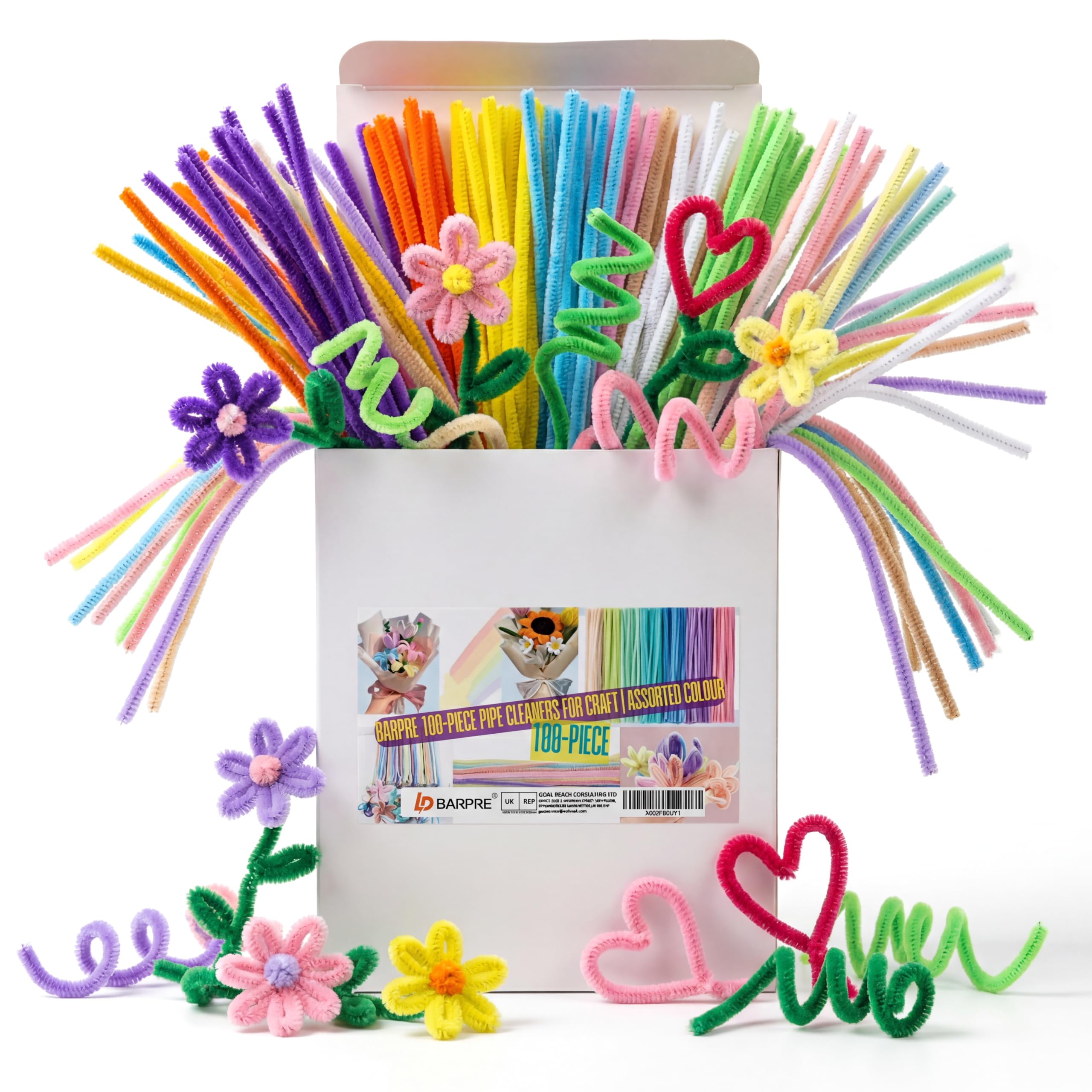 Barpre 200pcs Pipe Cleaners for Craft, 30cm Premium Chenille Stems, 19 Distinct Colours Curated Palette, High-Density Fuzzy Sticks for Kids DIY, Floral Bouquets & Creative Decorations