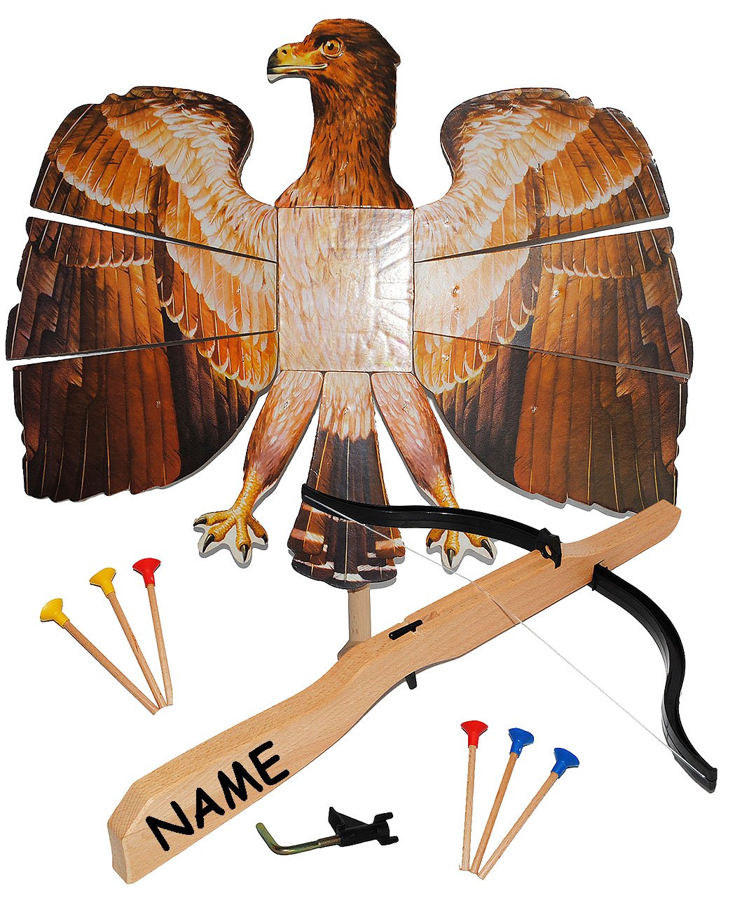 alles-meine.de GmbH Set : Vogelschießen - Bogenschießen - Vogel Adler - braun Natur 49 cm * 46 cm + Armbrust