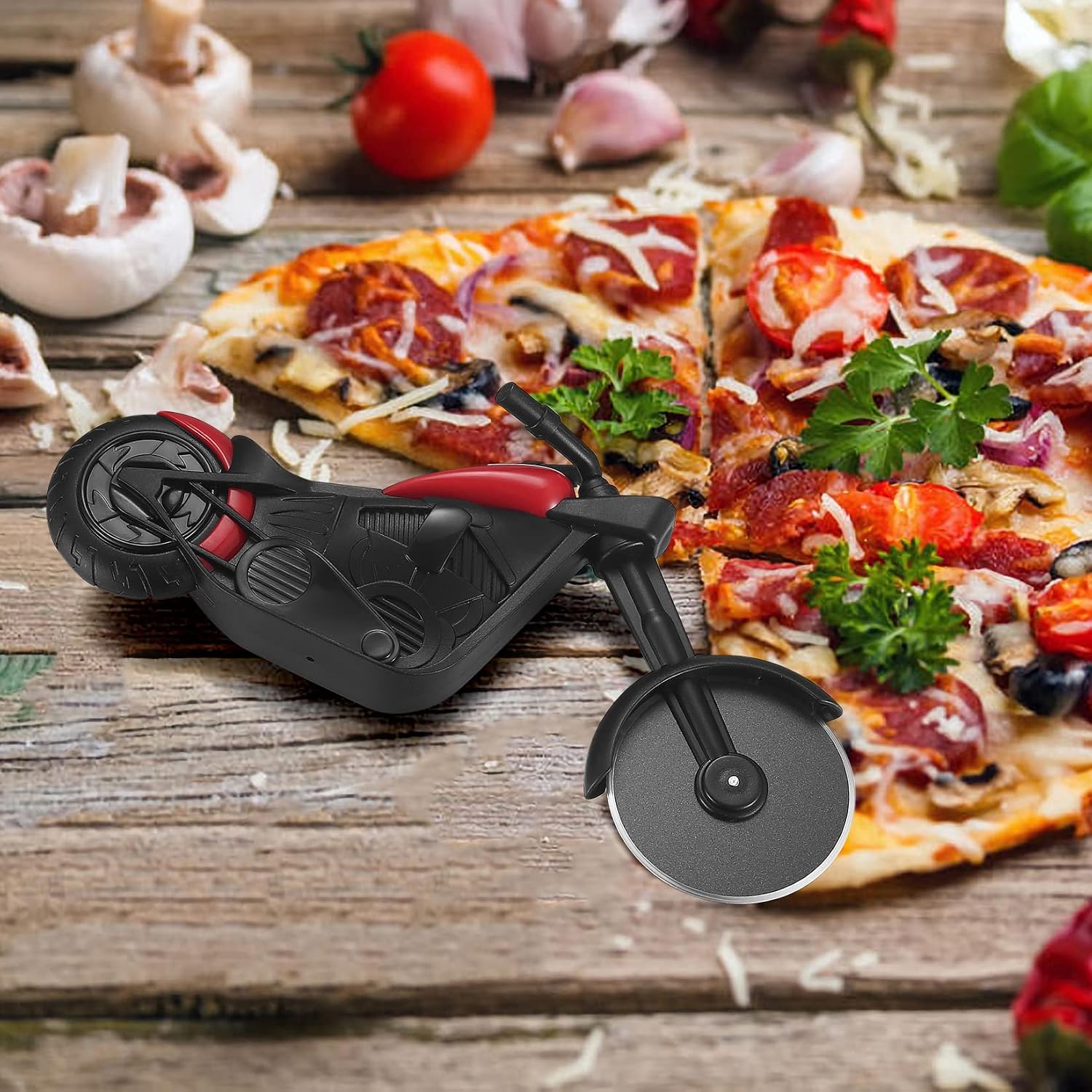 Motorcycle pizza cutter,stainless steel pizza cutter twowheels,funnygadgets