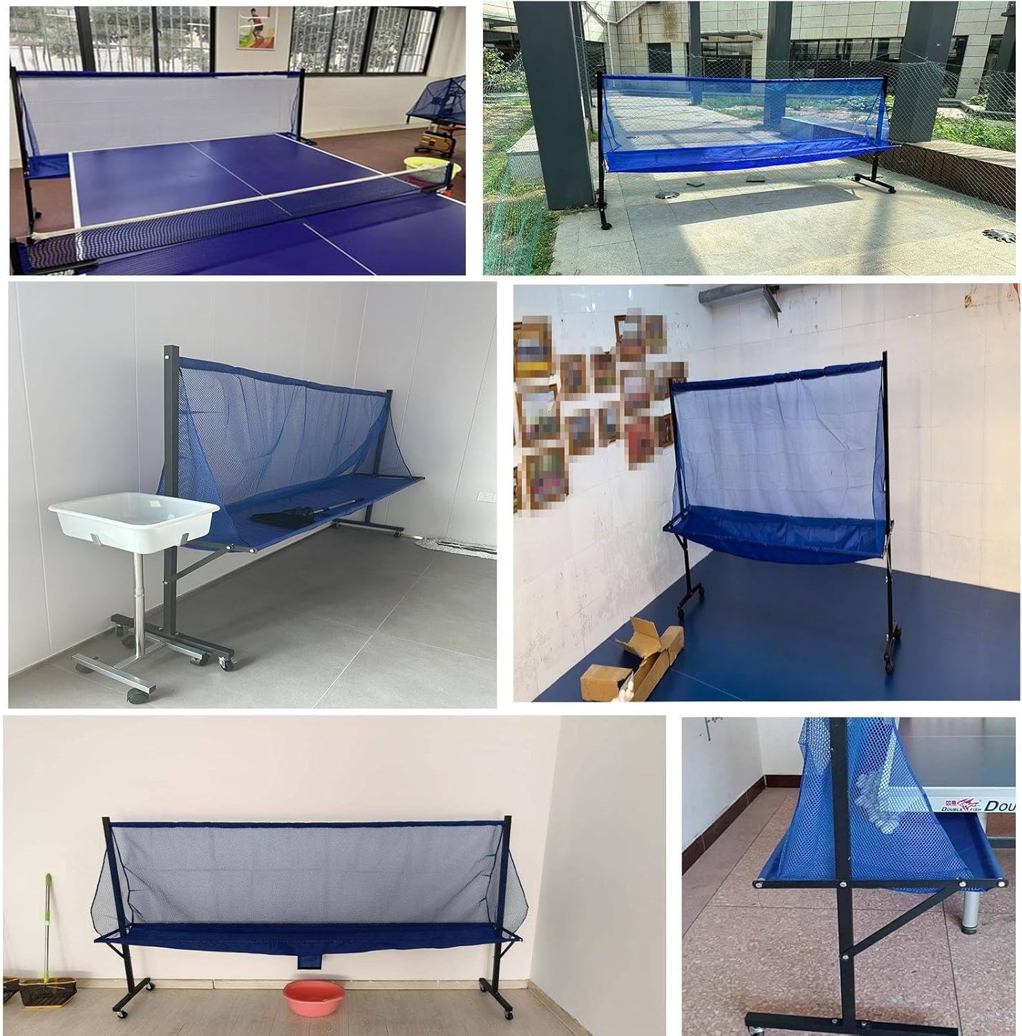 卓球ボールキャッチネット ホイール付き ボールコレクター サイド