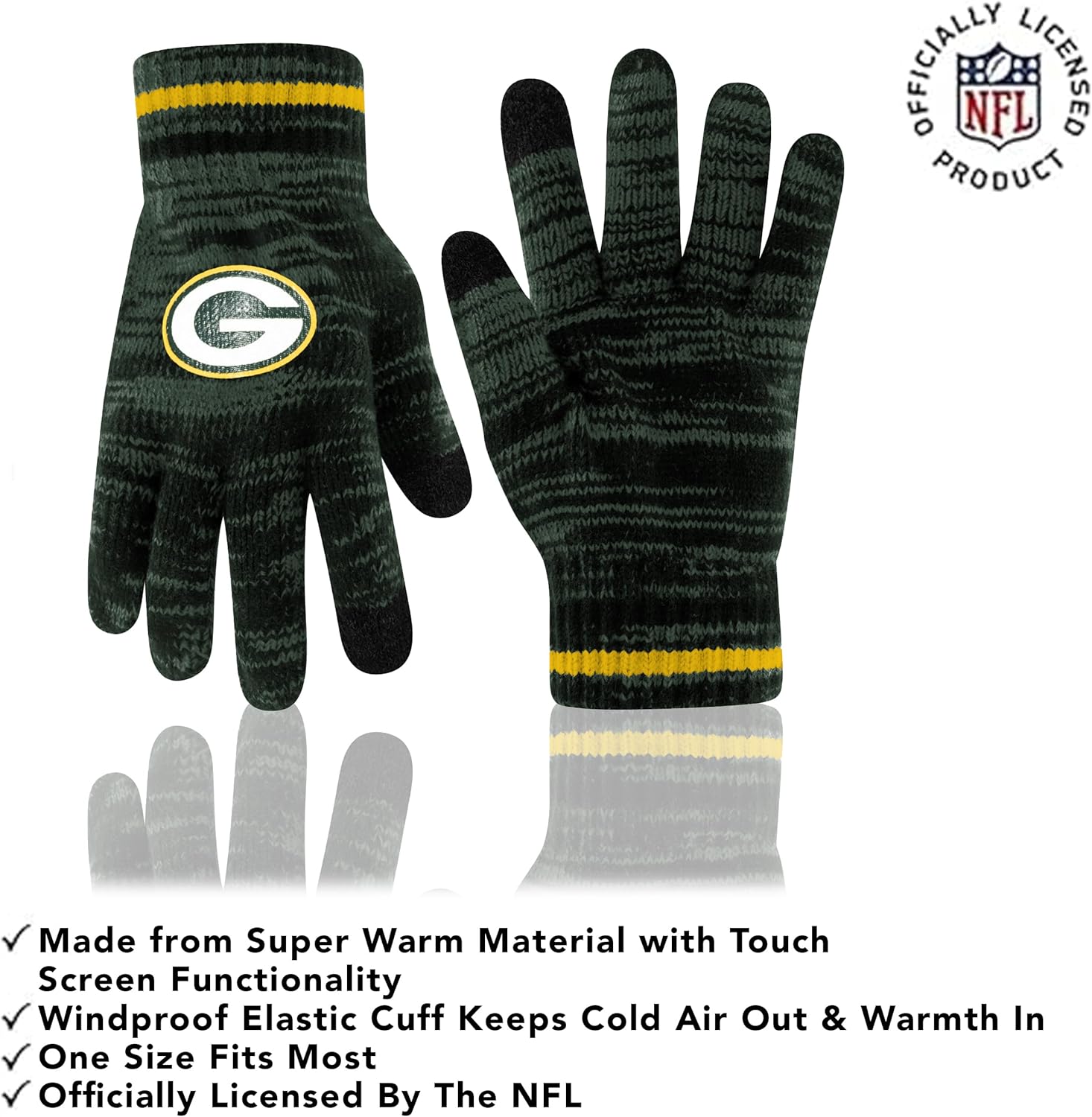 Ultra Game Youth NFL Official Super Soft Marl Knit Winter Beanie Knit Hat with Extra Warm Touch Screen Gloves - Image 3