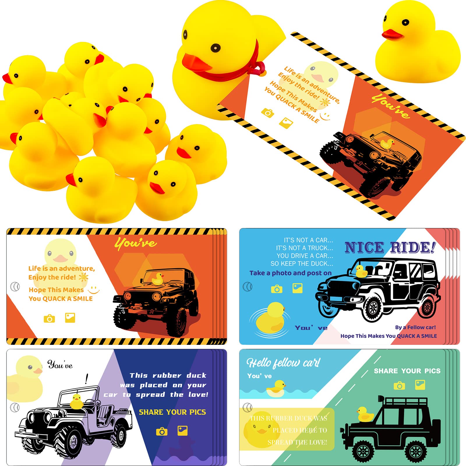 248 Pcs Duck Car Tag Kits Includes 48 Squeaky Rubber Duck...