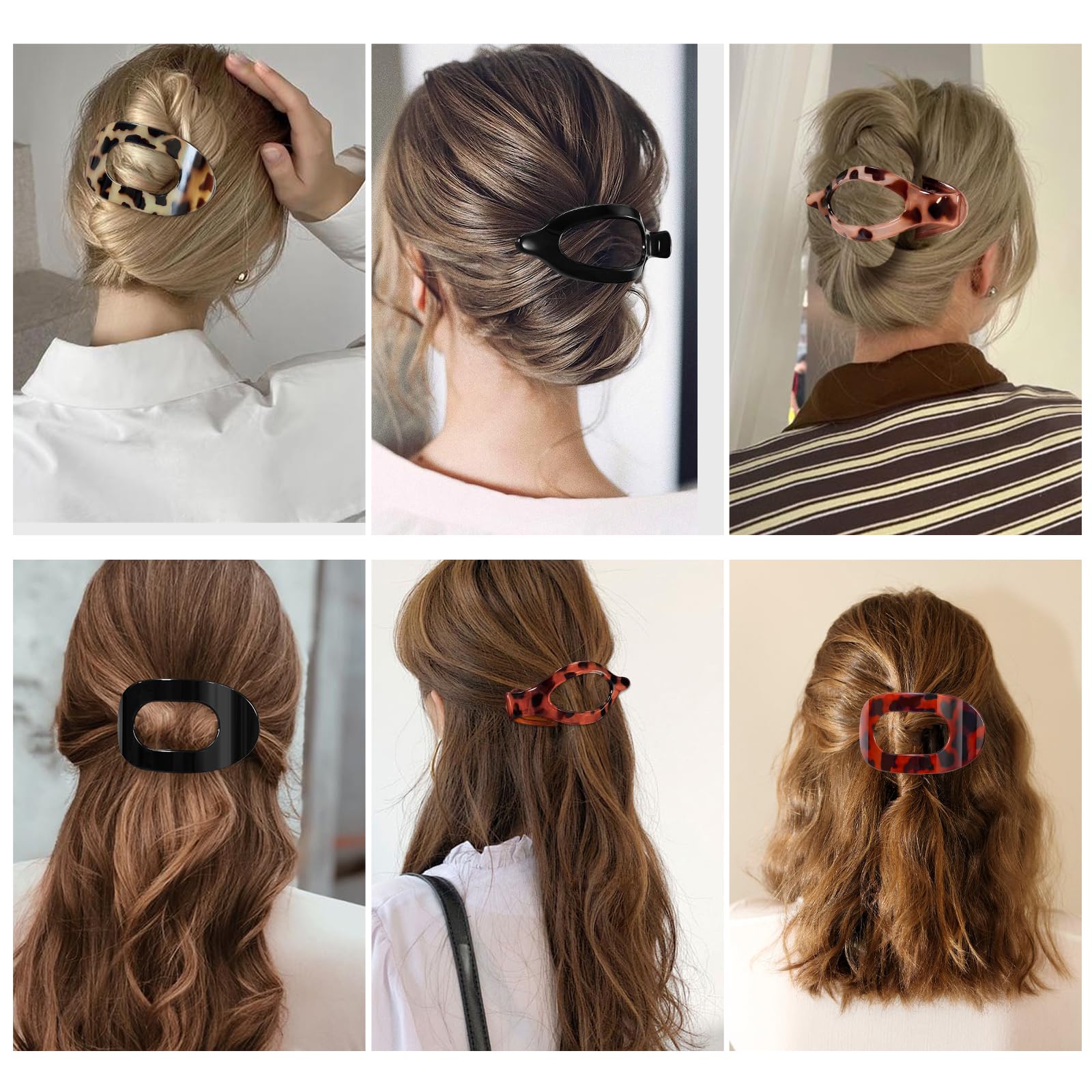 Flat Hair Clips 6PCS Curved Design Hair Claw Clips for Thick Thin Hair Large Strong Hold NonSlip Matte Hair Clips for Women and Girls Lying Driving (Leopard) - Image 2