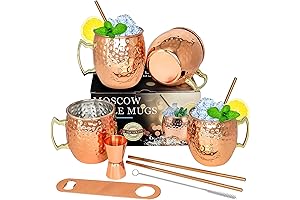 LINALL Moscow Mule Copper Mugs- Set of 4 Copper Plated Stainless Steel Mug