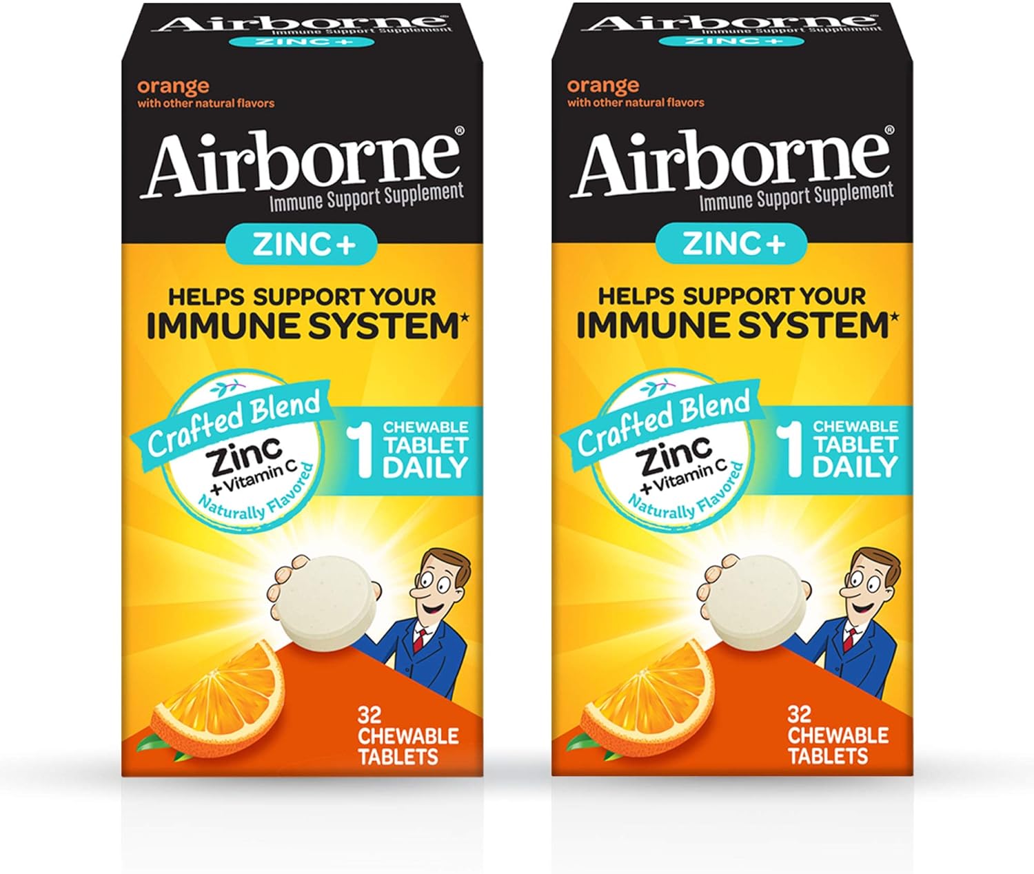 Amazon.com: Airborne Zinc & Vitamin C - Orange Flavored Chewable ...