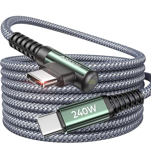 AINOPE Cable USB C a USB C de 240 W [10 pies] de ángulo recto C a C de carga rápida, cable de carga USBC a USBC iPhone 17 tipo C para iPhone 16 15