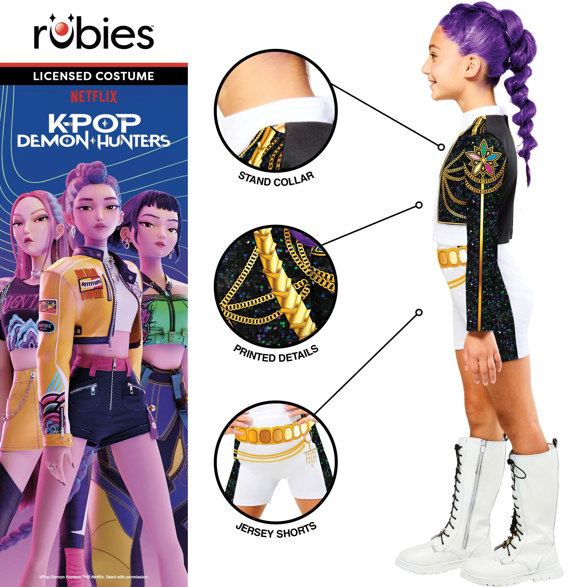 Rubies Official Netflix K-Pop Demon Hunters Rumi Golden Classic Child Costume, Kids Fancy Dress, Size Age 6+ Years - Image 4