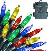 Vista 1 de Dazzle Bright 50 luces LED de Navidad que funcionan con batería, mini tira de luces impermeables de 16 pies con 8 modos para Navidad, interiores