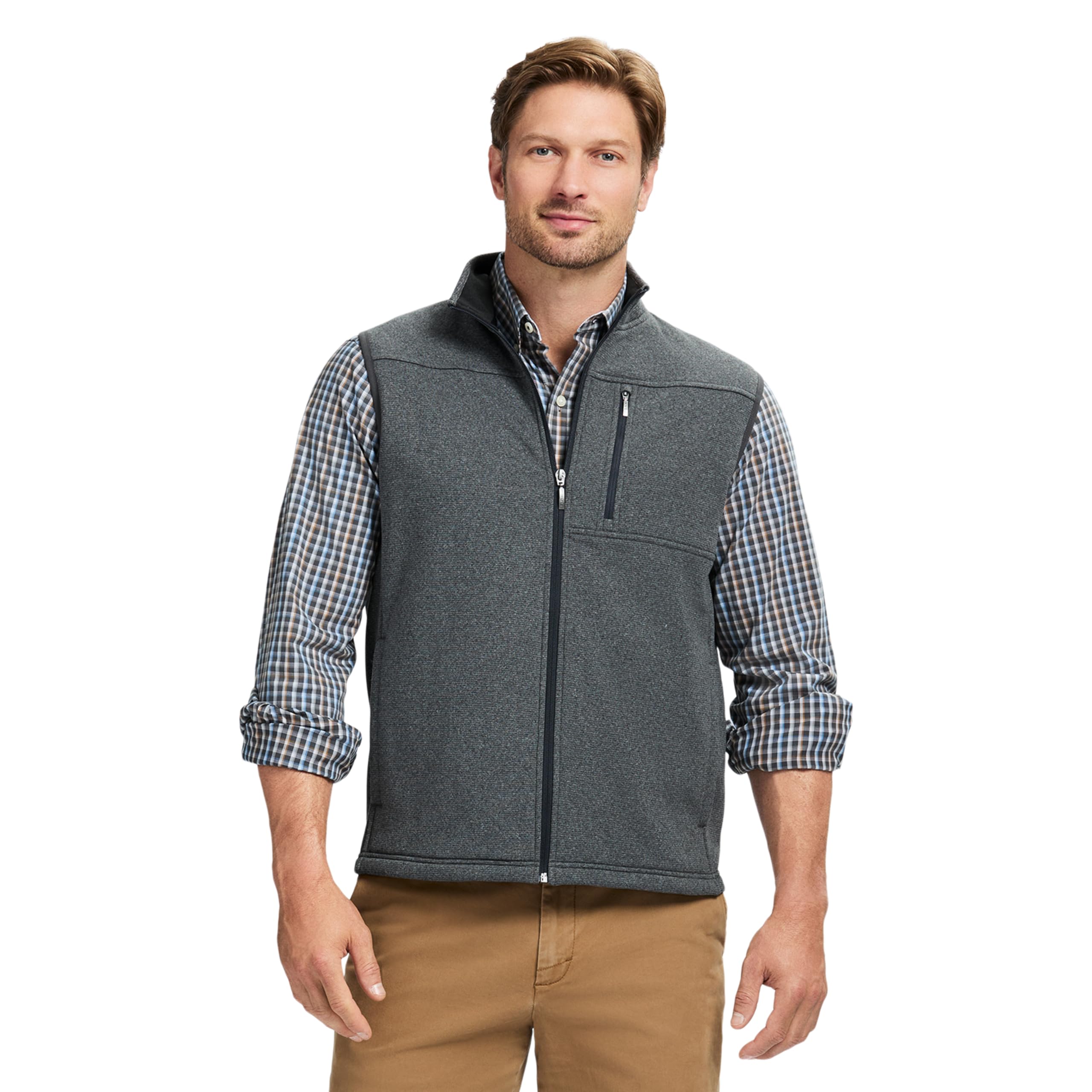 IZOD Men's Advantage Performance Full Zip Sweater Fleece Vest