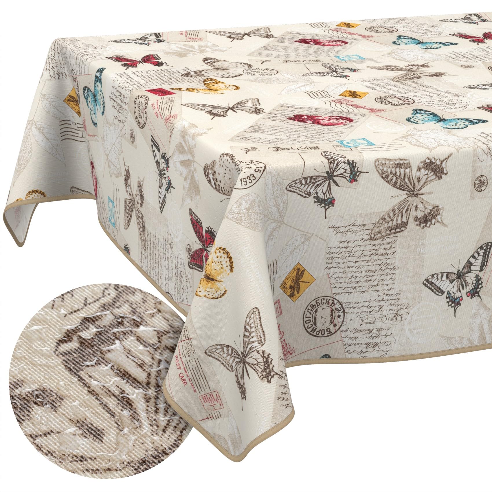 Butterfly Tablecloth 100 x 140 cm Washable Cotton Polyester Fabric Tablecloth for Indoor and Outdoor Use, Butterflies