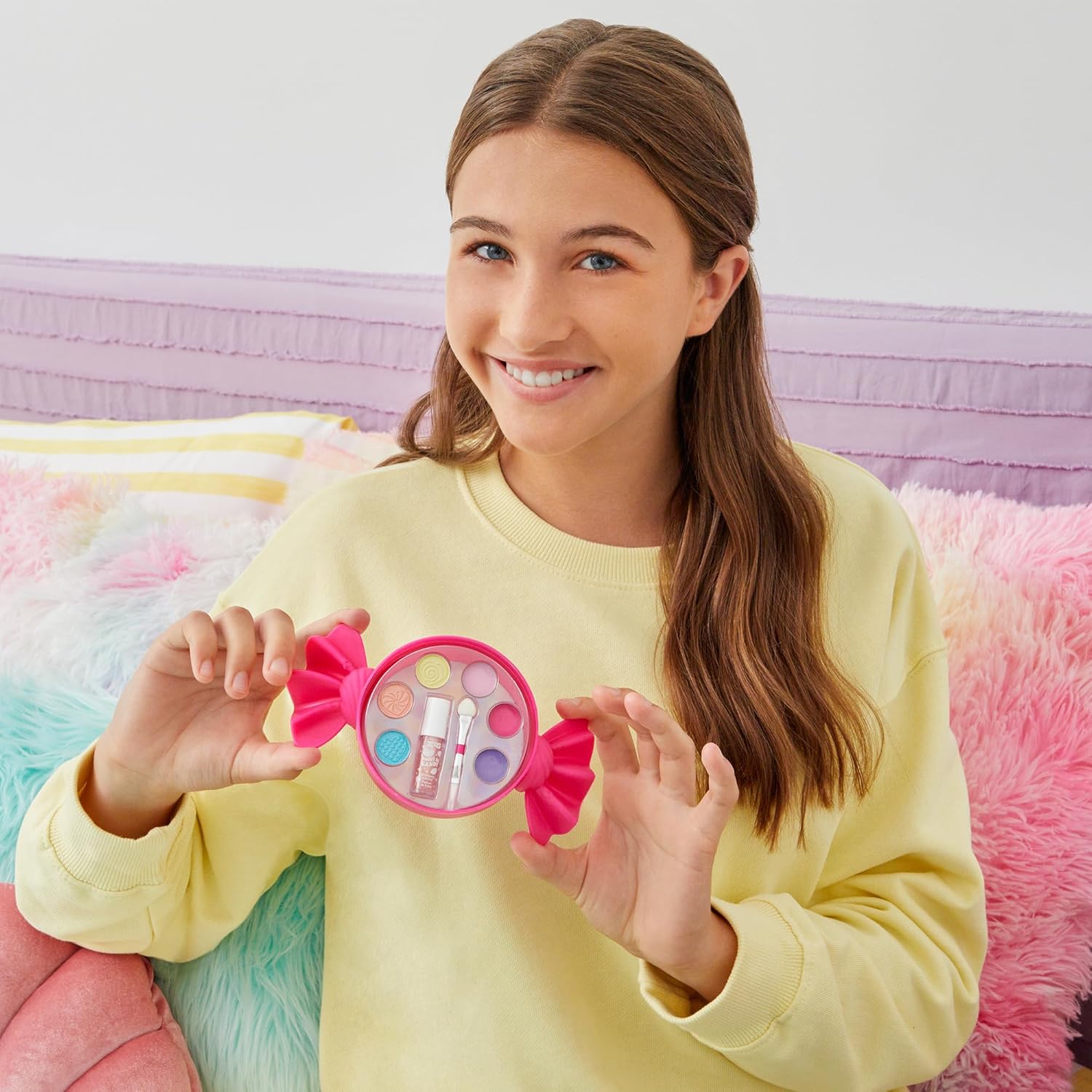 3C4G: Sugar Style Cosmetic Set - 9pcs, 4 Colors of Scented Lip Gloss & Eyeshadow Held in a Candy Shaped Container, Makeup Girls & Kids Ages 8+ (Pack of 2)
