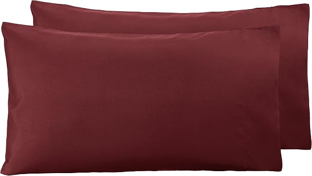 Amazon Basics Microfiber Pillowcases, Burgundy  Set of Two
