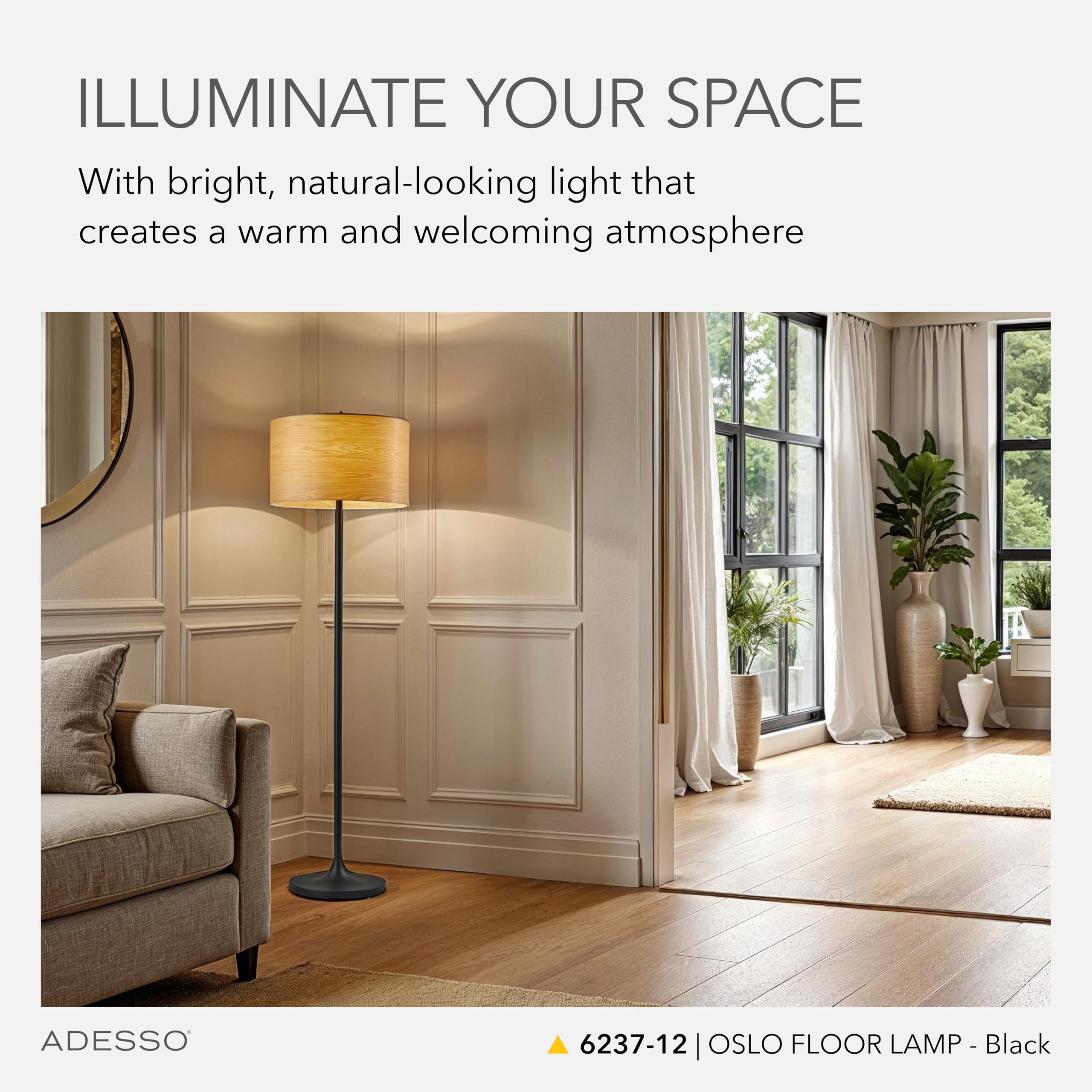 Adesso Floor Lamp with Scratch Proof and Corrosion Resistant Body
