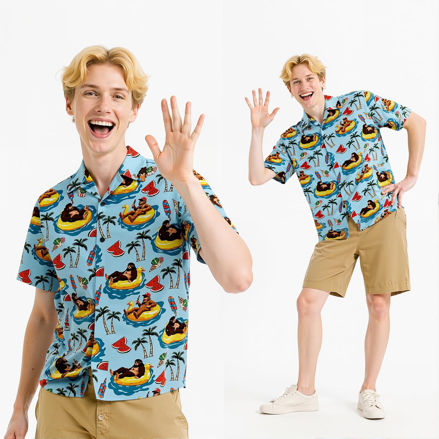 Funny Hawaiian Shirts for Men Short Sleeve Fun Beach Shirts Mens Casual Button Down Summer Vacation Wear - Image 2