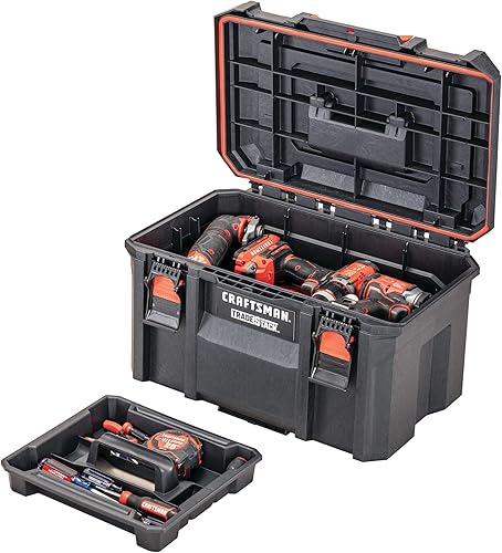 Miniatura 5 de CRAFTSMAN TRADESTACK - Caja de herramientas, impermeable para interiores y exteriores, almacenamiento de herramientas apilable, con cerradura, 21