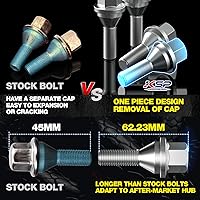 Vista 4 de KSP - 20 pernos de rueda ET M12x1.25 para 2018-2024 Je/ep Renegade Cherokee Compass Dodg-e Dart, 0.716 pulgadas de longitud, pernos de rueda de una