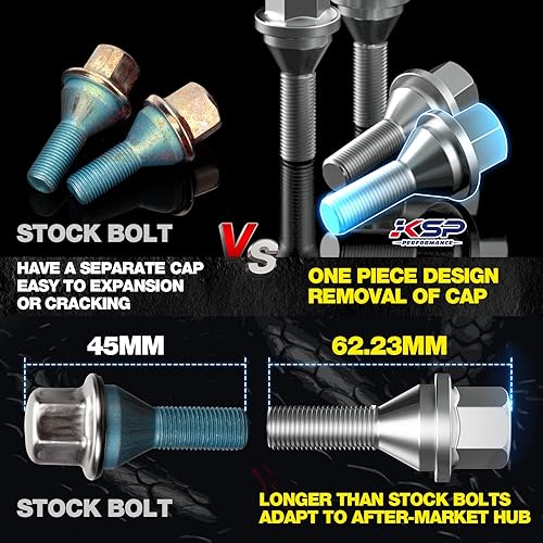 Miniatura 4 de KSP M12x1.25 - Tornillos de rueda de equipo original para Jeep Renegade Cherokee Compass, 20 pernospernos ET de 0.472in x 1.25 con longitud de