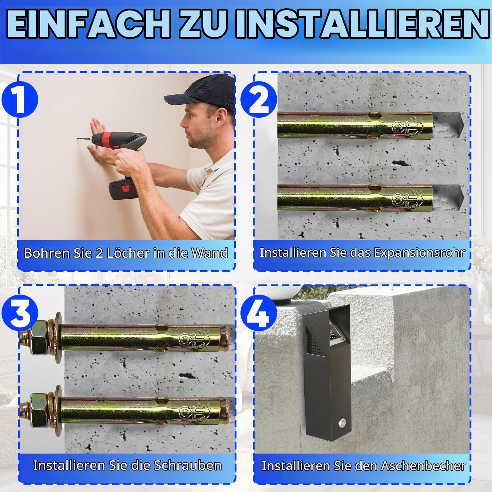 3L Mülleimer mit 3 Seiteneinwürfen, 40x10x10 cm | Wandmontierter, mit Schlüssel, langlebig, pflegeleicht, robust, Ripple Schwarz, für Haushalt und Gewerbe.