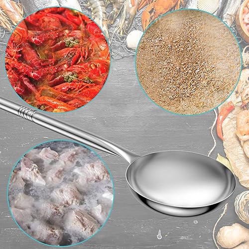 Miniatura 5 de Cuchara de acero inoxidable de 42 pulgadas con cuchara de mezcla de mango largo, ideal para ollas grandes, agitarmezclar, elaboración casera,