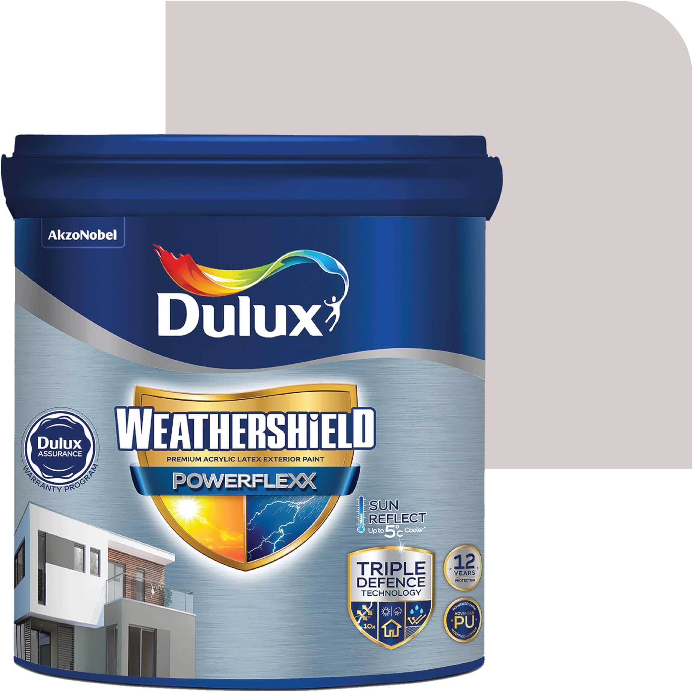 Dulux Weathershield Powerflexx Exterior Emulsion Paint (1L, Sweet Embrace) | PU-Modified Acrylic Formula | Crack Resistant & Weatherproof | Algae & Fungus Guard | High Gloss Finish