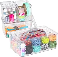 Vista 8 de Richards Homewares - Contenedores de almacenamiento de plástico transparente con tapas, 1 grande, 1 mediano y 2 recipientes pequeños