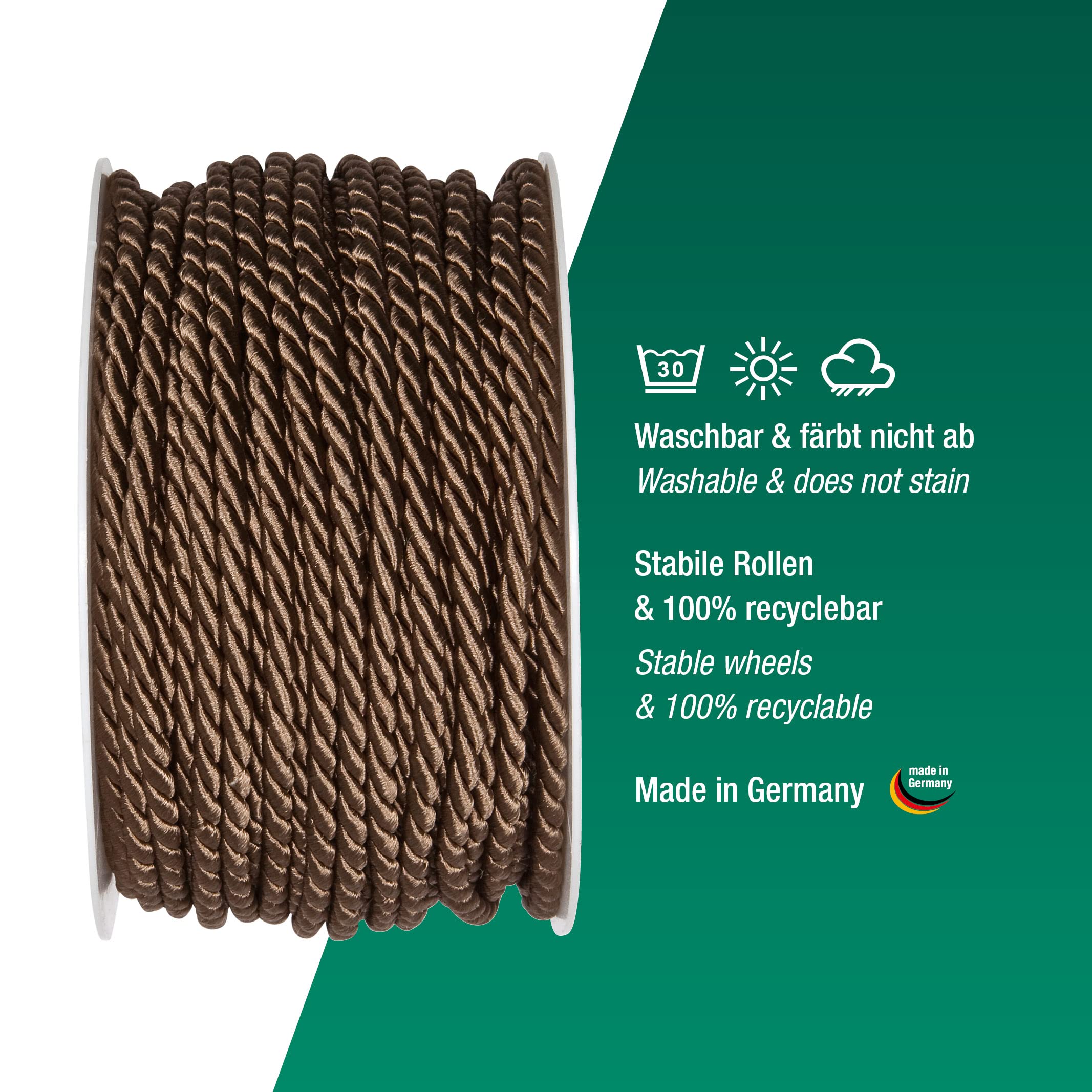 Halbach Seidenbänder Premium Kordel (Dunkelbraun) – Bild 3