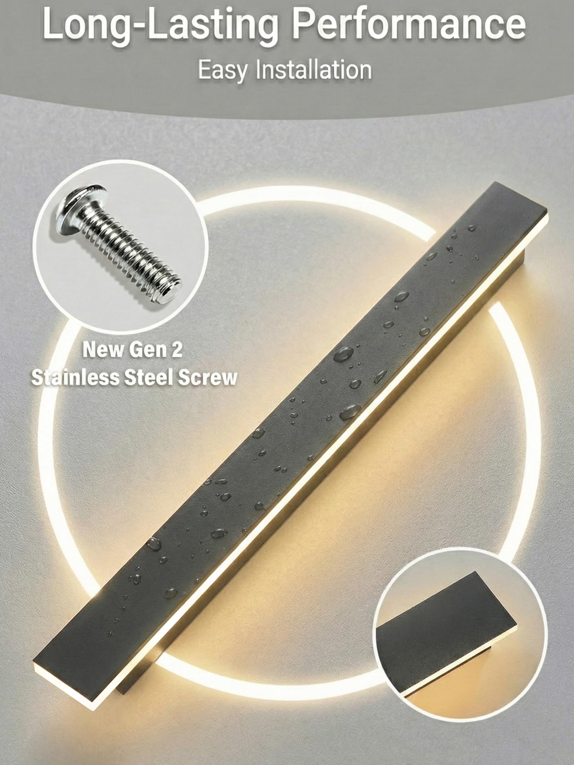 60CM Applique Luci da Parete Esterno LED Lungo Nero impermeabile Ip65 Moderne Lampada Parete Interno Luci per Portico Esterno Villa Wall Light 3000k Scala Corridoio Luce Wall Lamp