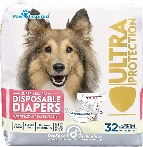 Miniatura 6 de Paw Inspired Pañales desechables para perros  Pañales para perros hembras  Pañales para perros con calor, micción excitable o incontinencia (L (20