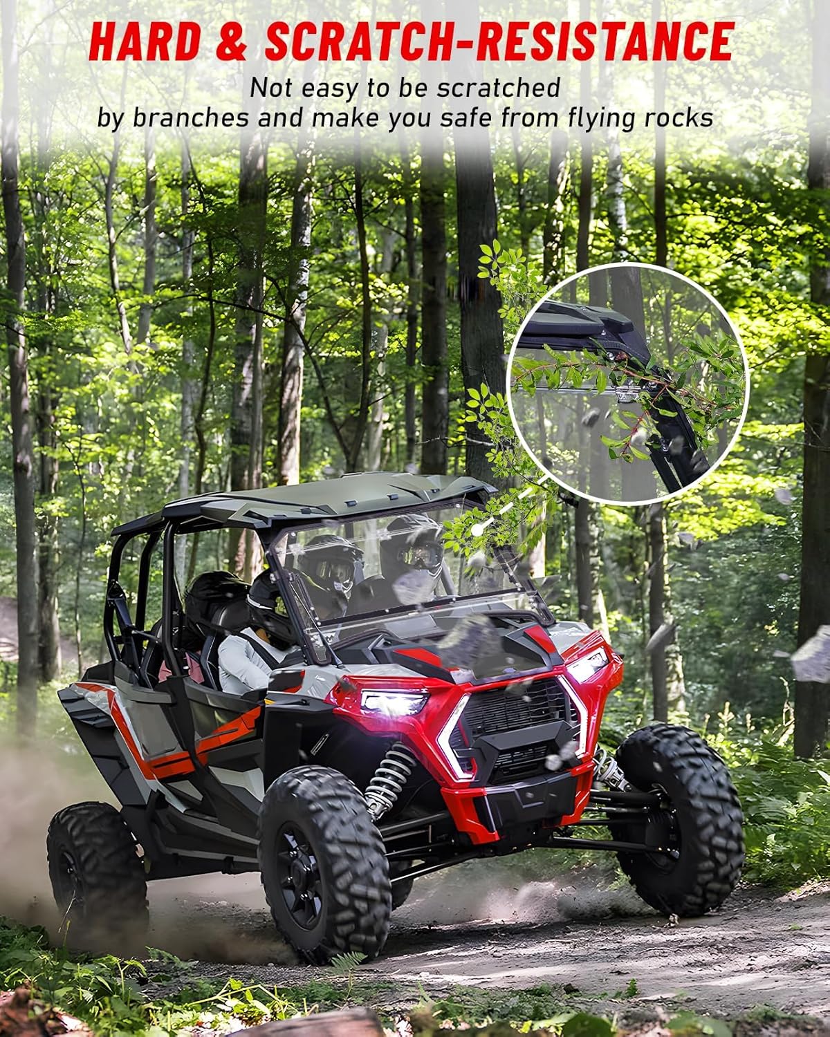 StarknightMT 19-23 RZR XP 1000 Flip Up Windshield Compatible with 2019-2023 (No Intrusion Bar) Polaris RZR XP 1000 / XP Turbo Scratch-Resistant Hard-Coated Polycarbonate 2-IN-1 Clear Front Full Window