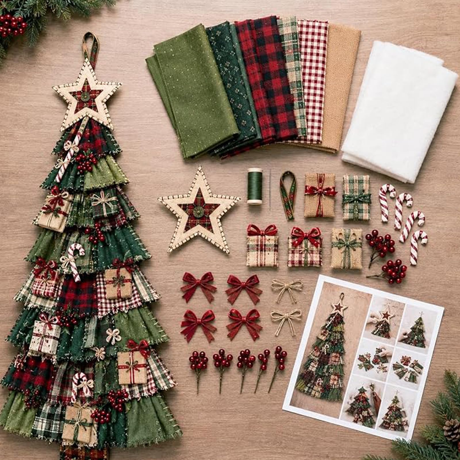 Kit DIY Adorno Puerta Árbol Navidad Patchwork Principiantes (F#)