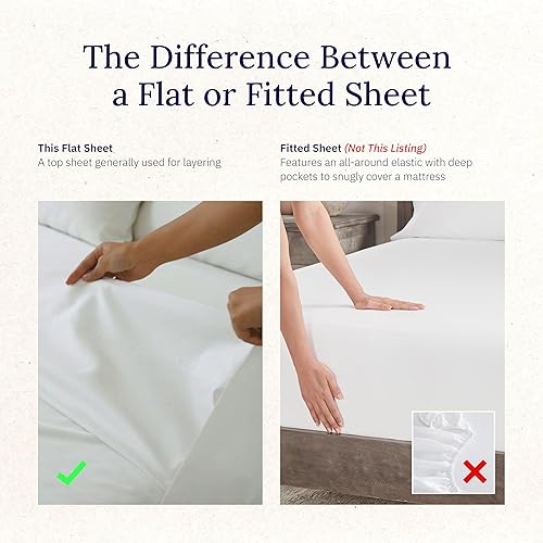 Vista 2 de California Design Den Sábana encimera de lujo tamaño King, 100% algodón, 600 hilos, sábana superior suave y transpirable, tejido satinado, calidad