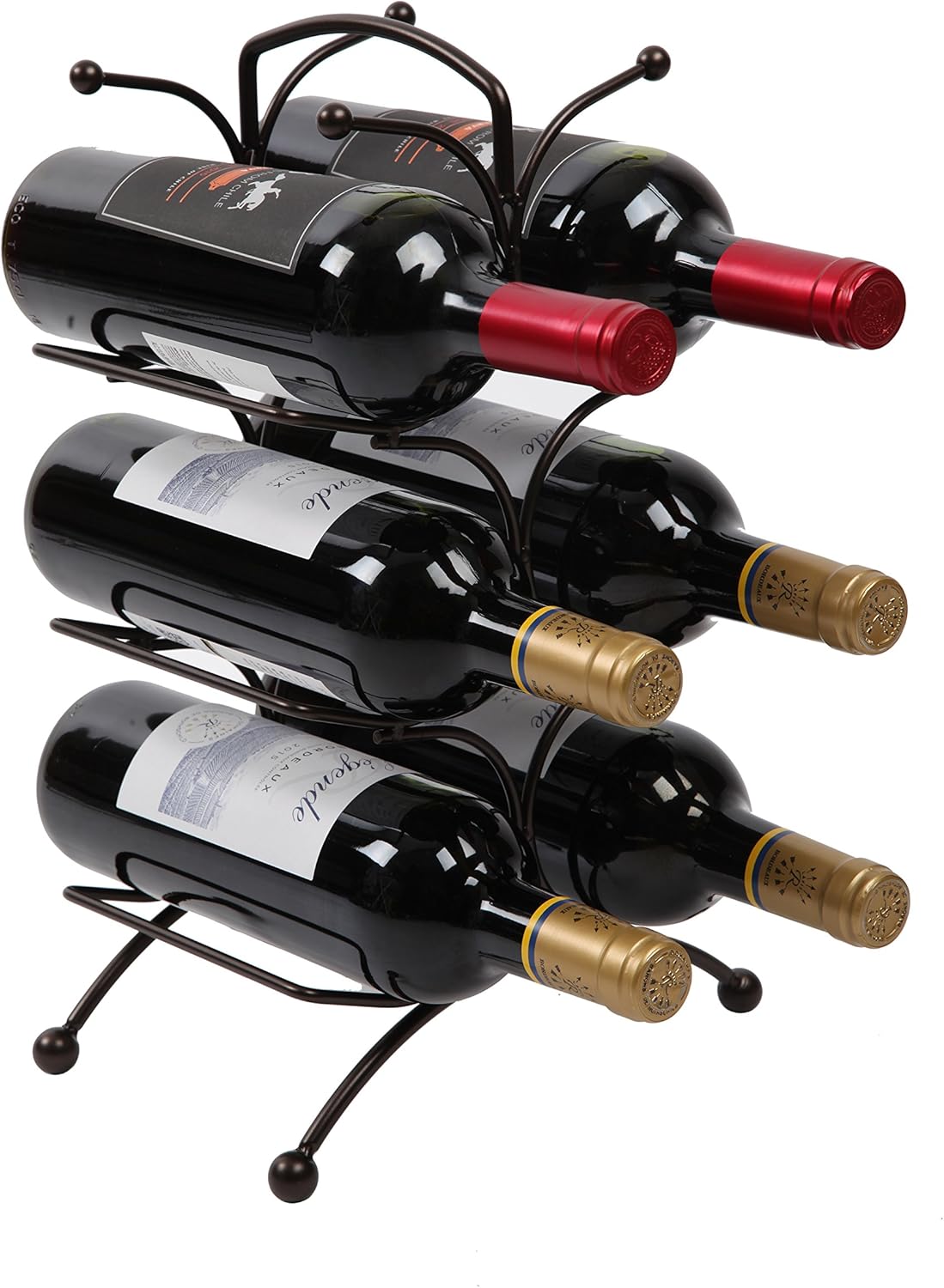 Soporte para 6 botellas de vino Finnhomy, acero, negro