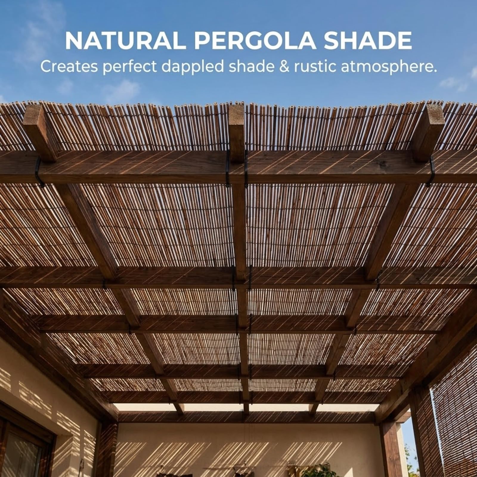 Canisse en Roseau Naturel Brise-Vue pour Jardin Balcon Terrasse, Canisse en Roseau Occultant Protection d'Intimité, Pare-Soleil, Clôture Facile à Installer(Nature,91x671cm(3x22ft))