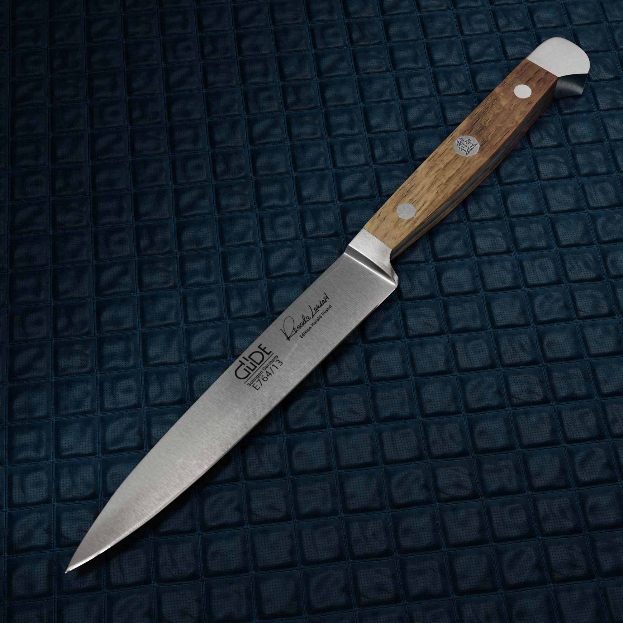 GÜDE Solingen - Nóż do szpikowania, kuty, 13 cm, drewno dębowe, ALPHA-FASSEICHE - podwójny trzpień, Ręcznie robiony w Niemczech