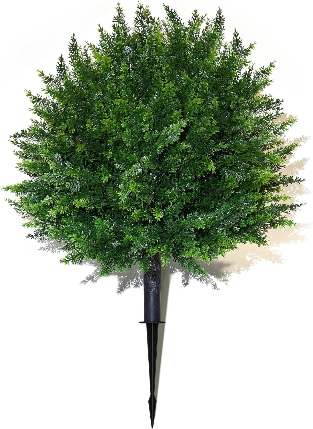 Artificial Cedar Topiary Ball Trees – Ground Spike – 16.5" – UV Resistant Faux Shrubs for Outdoor Decor, Front Porch & Garden – Evergreen Bushes for Yard, Patio, Landscaping (1)