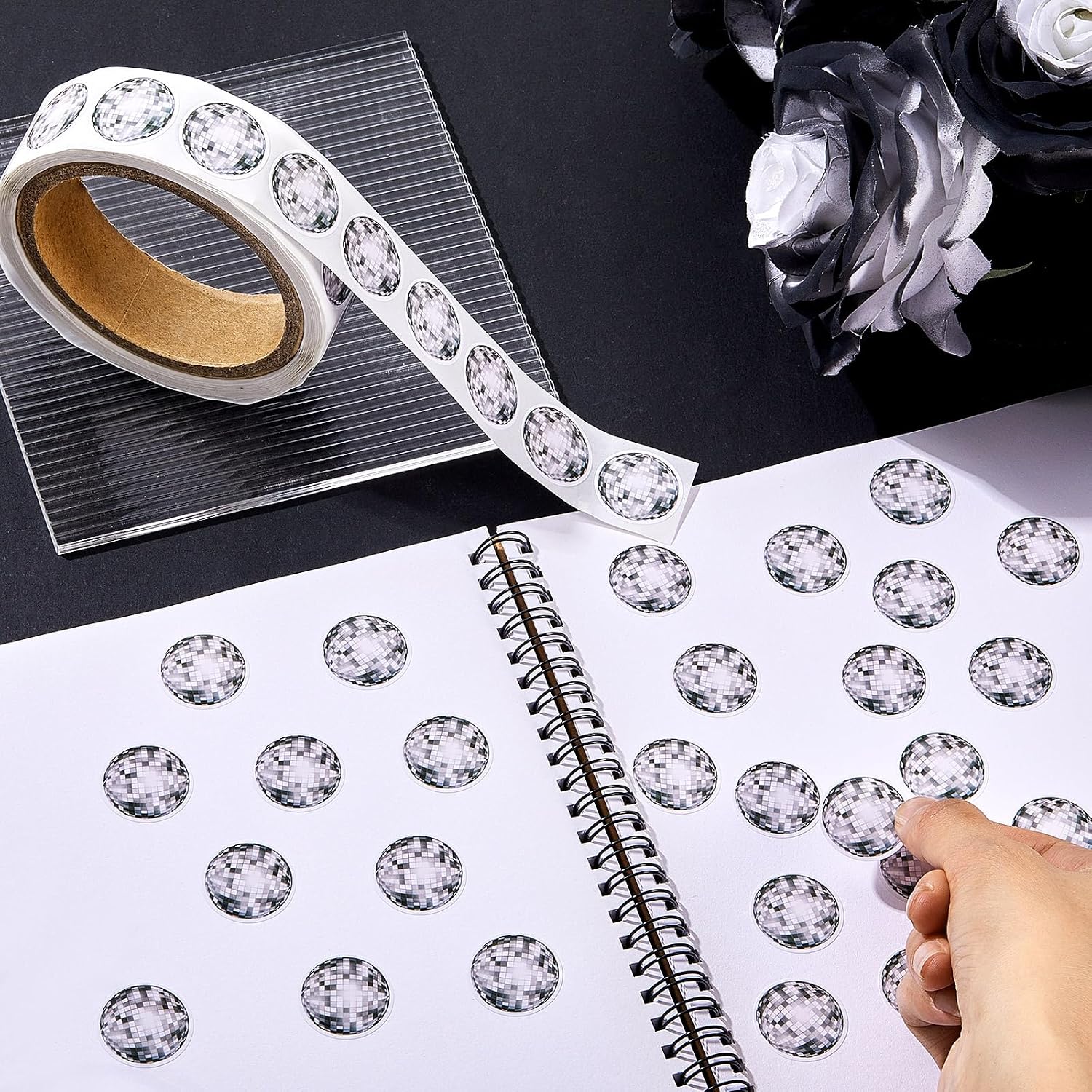 Motiskyy 1000 Pcs Disco Ball Sticker 70s 80s Disco Stickers Disco Party Favors Retro Vinyl Decals for Adults Party Supply Waterproof Decor for Water Bottle Laptop Phone