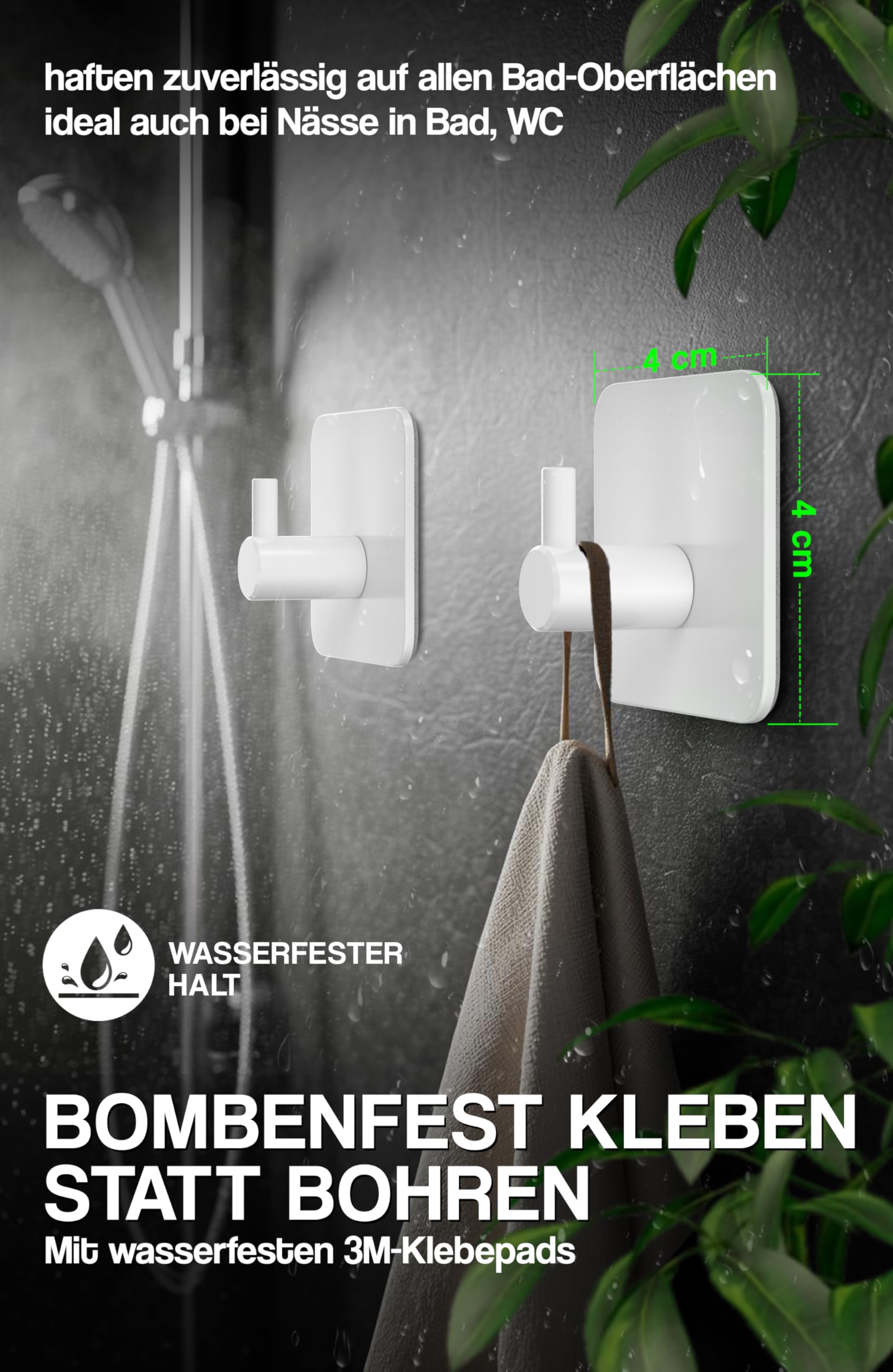 4smile Handdoekhaken zonder boren, set van 6, zelfklevende haken