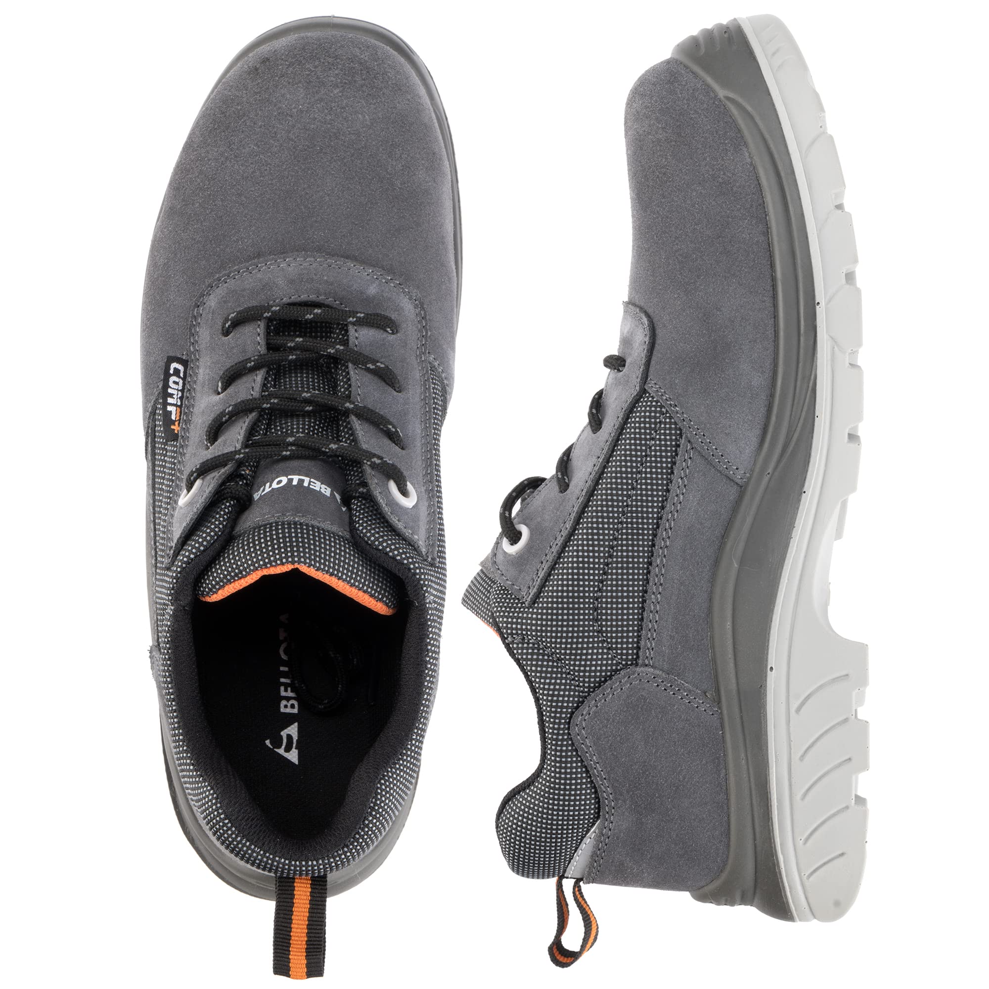 Bellota 72310GJS1P - Zapato de Seguridad Comp+ Gris S1P de Hombre y Mujer de Piel Serraje Transpirable, Acolchada y con Zonas Reforzadas Antiabrasión