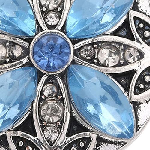 Miniatura 3 de Broches Fancy Vintage, 5 piezas de botones de diamantes de imitación azules de 0.709 in joyería intercambiable a presión joyería DIY botón pulsera
