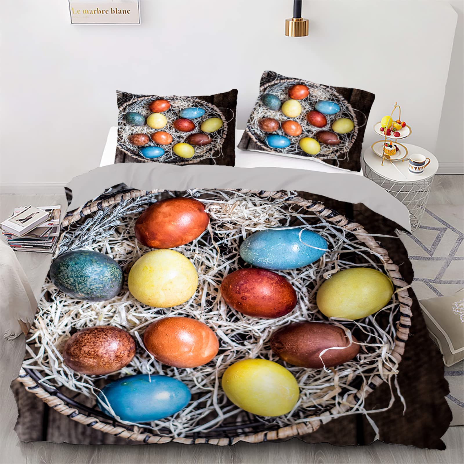 Housse de couette 140x200 Pâques douce avec fermeture éclair pour lit ado et enfant